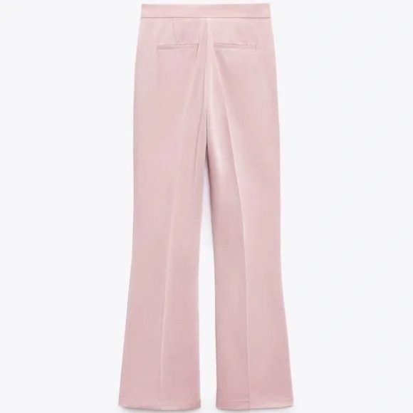ZARA FLARED SATIN PANTS PINK - Picture 4 of 6